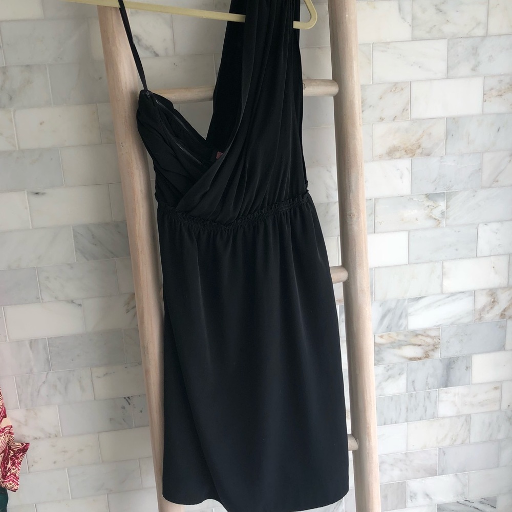 One shoulder Grecian style black dress
